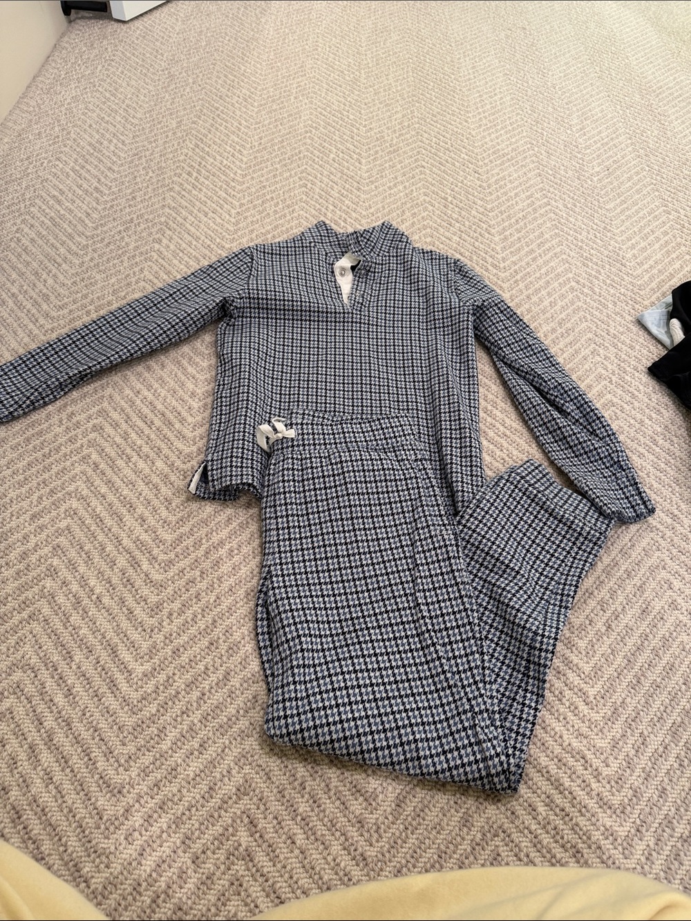 Janie and Jack Navy and White Houndstooth Lounge Set